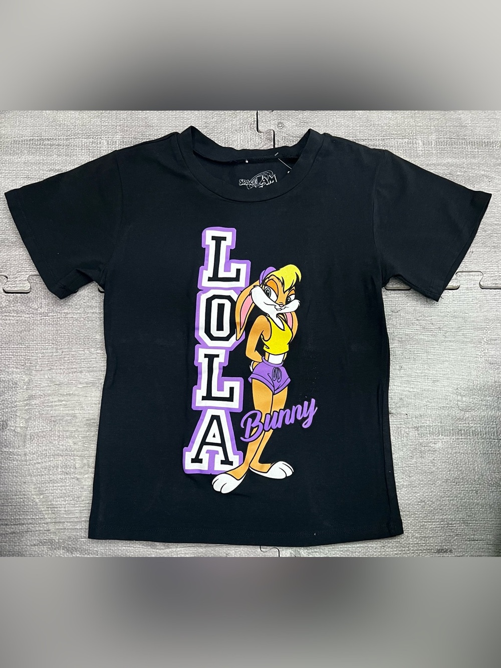 Space Jam Juniors XS Black Lola Bunny Graphic Tee Short Sleeve Crew Neck